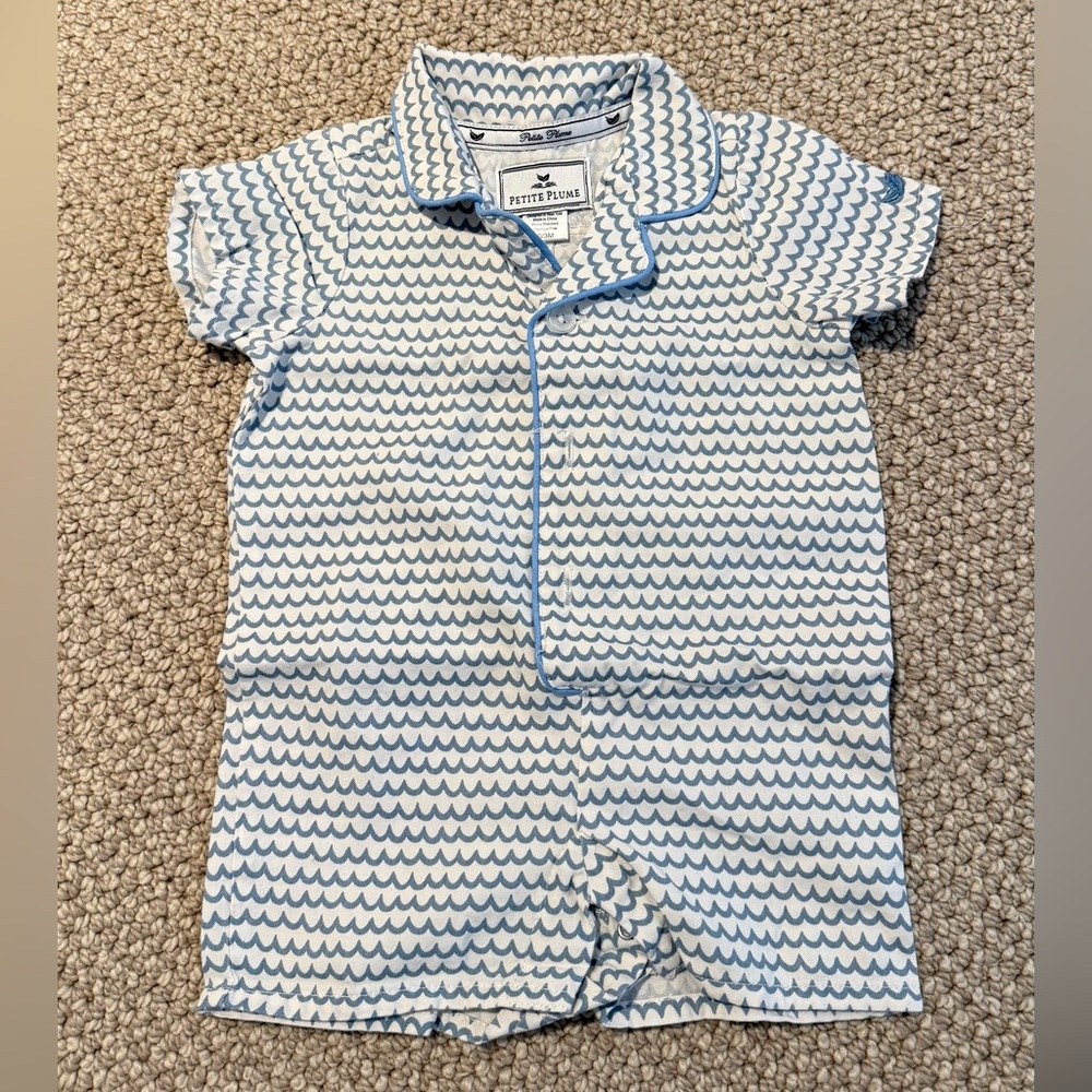 Petite Plume 0/3M Wave Pattern Pajama